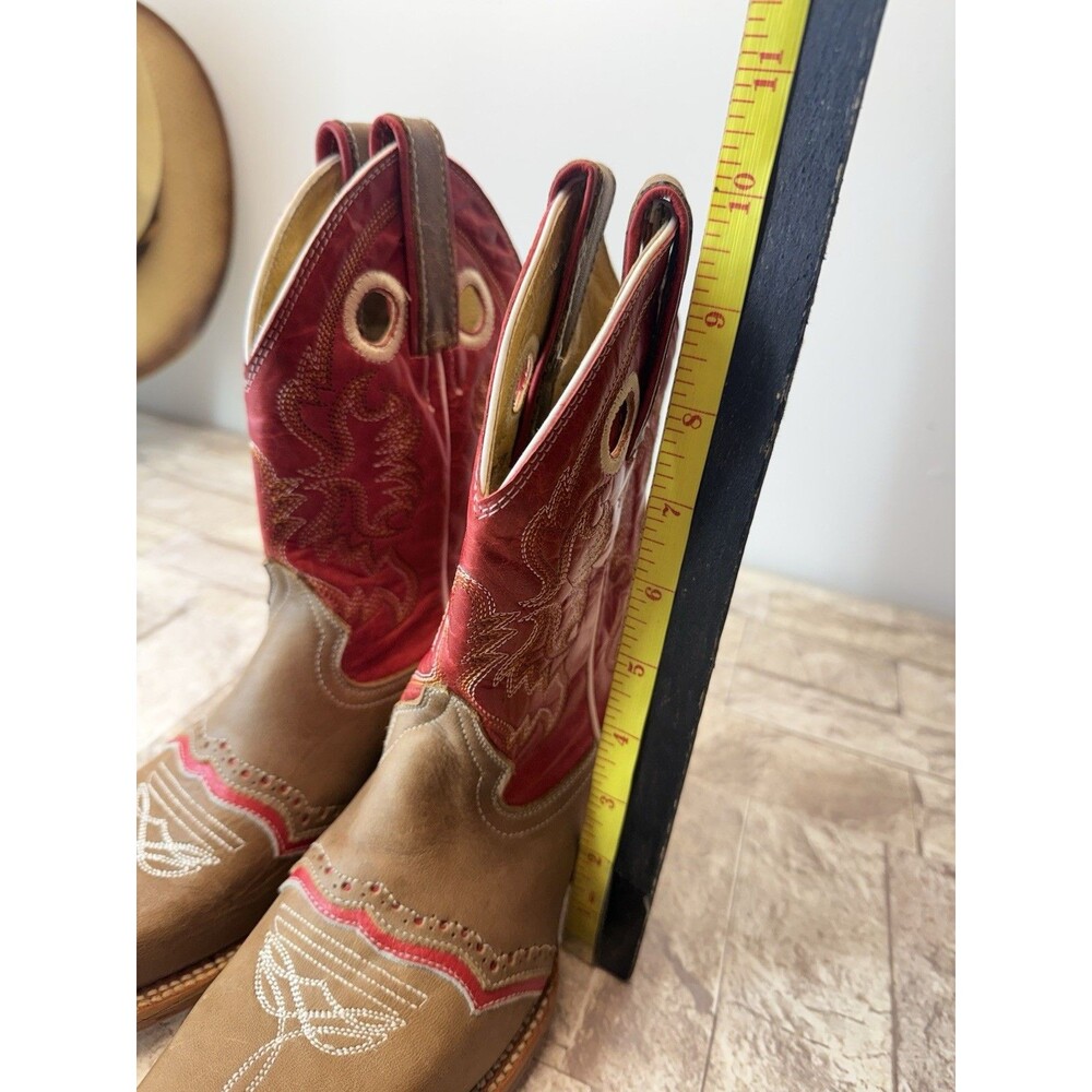 Stephy Big Girl Cowgirl Boots Boots By Lamas Square Toe Brown Leather US 5.5 - Picture 15 of 16